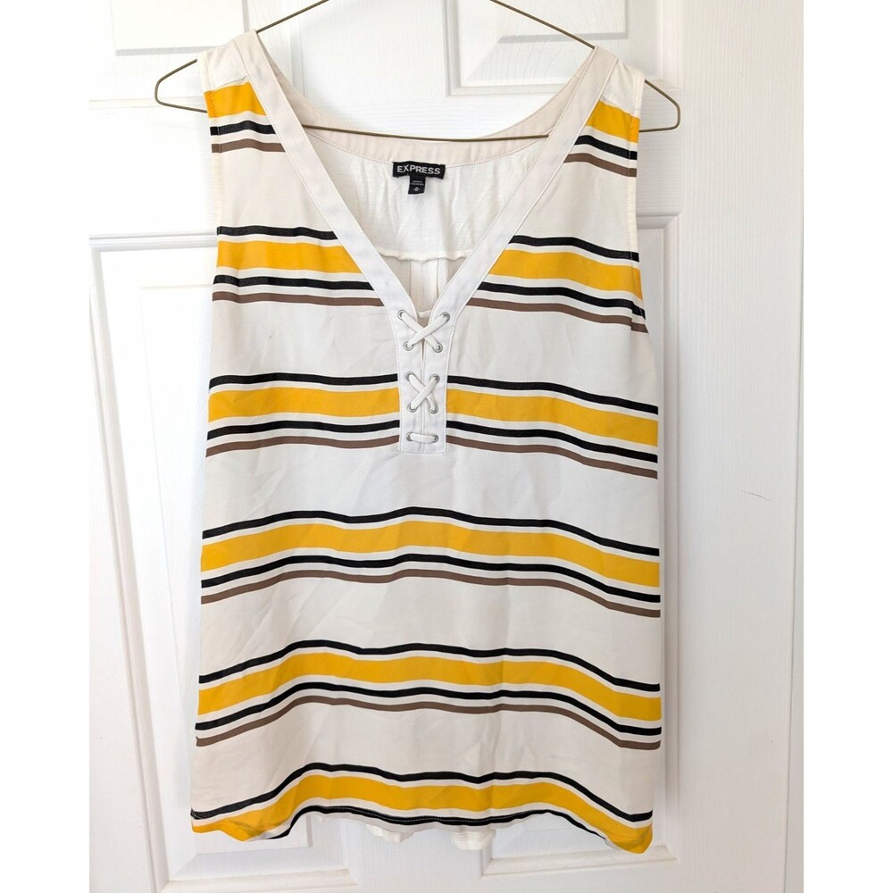 Express Striped Lace Up Tank Top - Size M